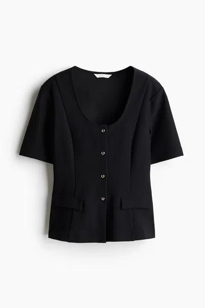 H&m Short-sleeved Cardigan In Blue