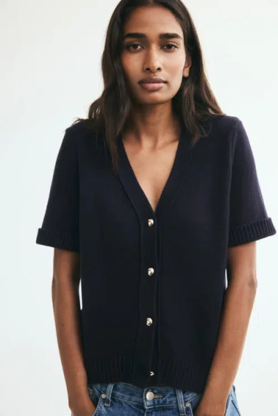H&m Short-sleeved Cardigan In Blue