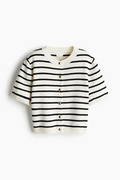 H&m Short-sleeved Cardigan In White