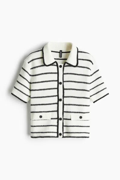 H&m Short-sleeved Cardigan In White