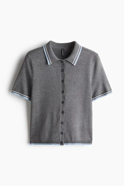H&m Short-sleeved Cardigan In Gray