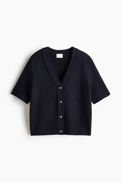 H&m Short-sleeved Cardigan In Blue