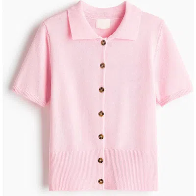 H&m Short-sleeved Cardigan In Pink