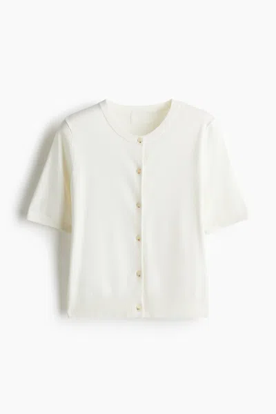 H&m Short-sleeved Cardigan In White