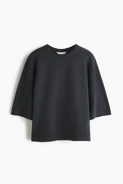 H&m Short-sleeved Cotton Sweatshirt In Gray