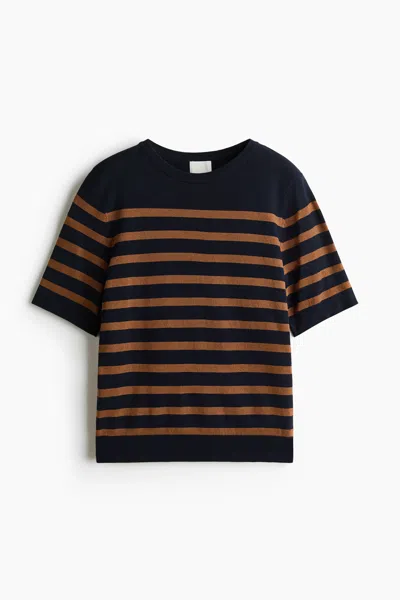 H&m Short-sleeved Fine-knit Sweater In Burgundy