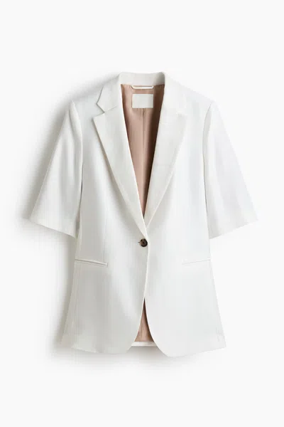 H&m Short-sleeved Jacket In White