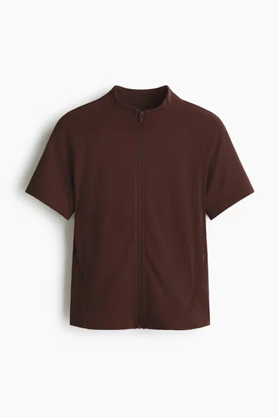 H&m Short-sleeved Jacket With Sculptmove In Brown