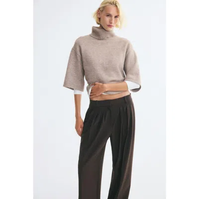 H&m Short-sleeved Mock Turtleneck Sweater In Neutral