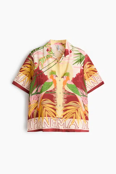 H&m Short-sleeved Patterned Shirt In Multi