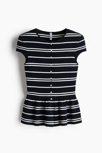 H&m Short-sleeved Peplum Cardigan In Multi