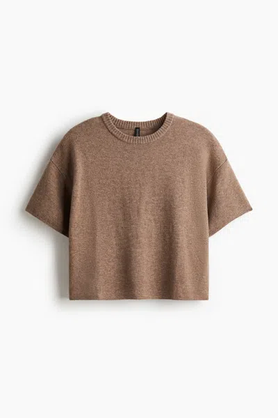 H&m Short-sleeved Sweater In Brown