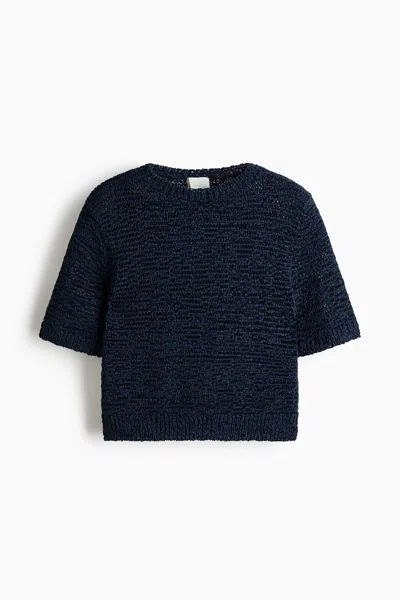 H&m Short-sleeved Sweater In Blue