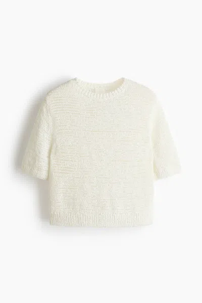 H&m Short-sleeved Sweater In White