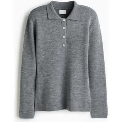 H&m Shoulder-pad Polo Jumper In Gray