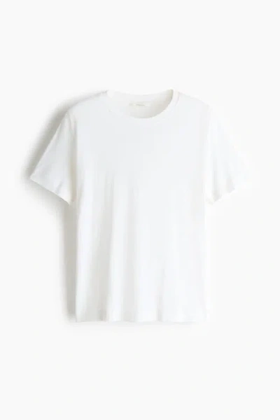 H&m Silk-blend T-shirt In White