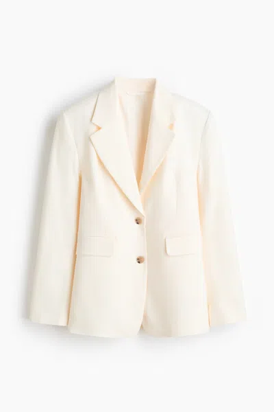 H&m Single-breasted Linen-blend Blazer In Neutral