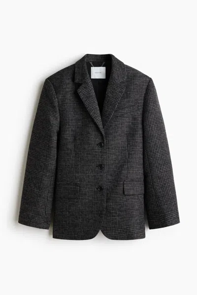H&m Single-breasted Textured-weave Blazer In Gray