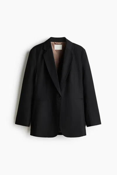 H&m Single-breasted Twill Blazer In Black