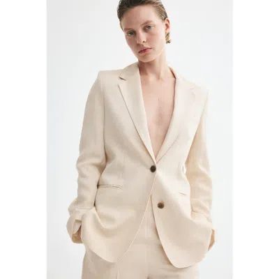 H&m Single-breasted Twill Blazer In Neutral