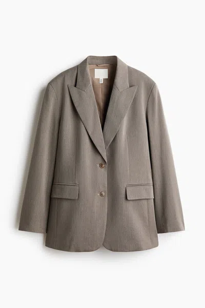 H&m Single-breasted Twill Blazer In Gray