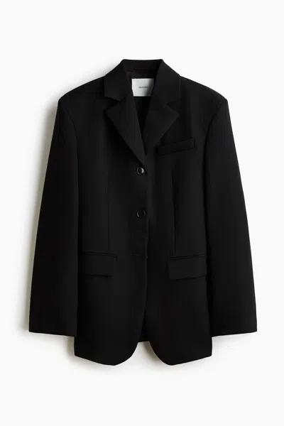 H&m Single-breasted Wool Blazer In Black