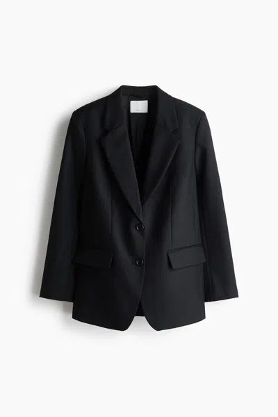 H&m Single-breasted Wool-blend Blazer In Black