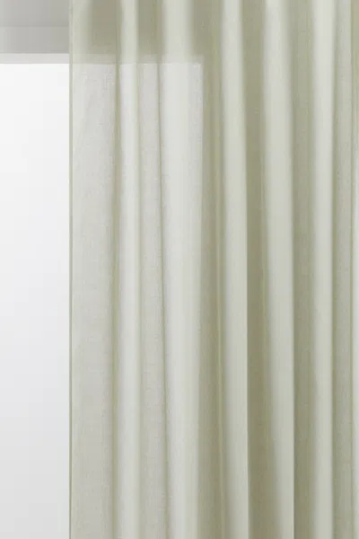 H&m Single-pack Long And Wide Curtain Panel In Green