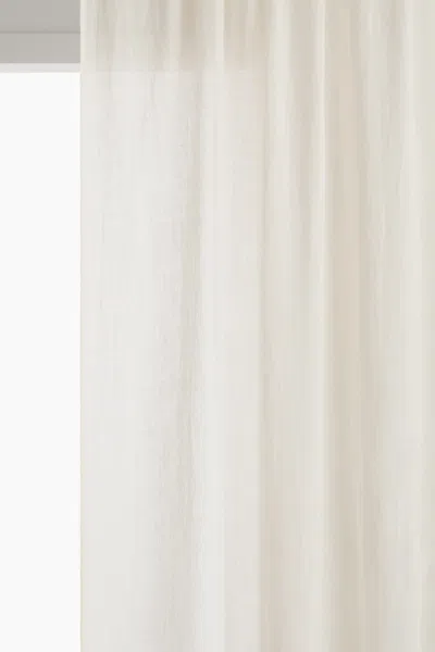 H&m Single-pack Wide Linen Curtain Panel In White