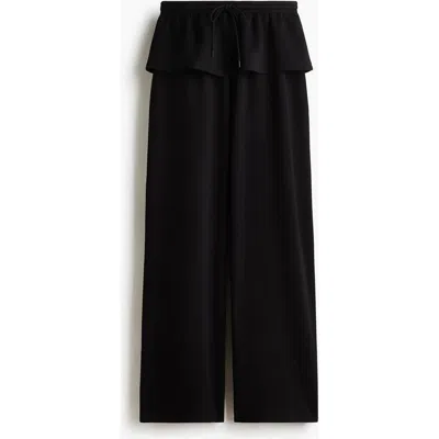 H&m Skirt-layered Scuba Knit Trousers In Black