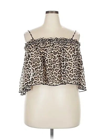 Pre-owned H&m Sleeveless Blouse In Brown