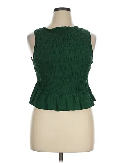 Pre-owned H&m Sleeveless Blouse In Green