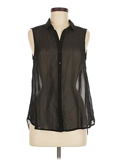 Pre-owned H&m Sleeveless Button Down Shirt In Black