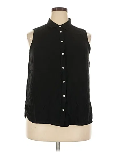 Pre-owned H&m Sleeveless Button Down Shirt In Black