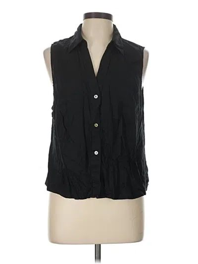 Pre-owned H&m Sleeveless Button Down Shirt In Black