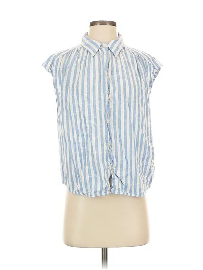 Pre-owned H&m Sleeveless Button Down Shirt In Blue