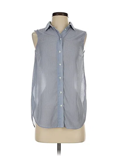 Pre-owned H&m Sleeveless Button Down Shirt In Blue