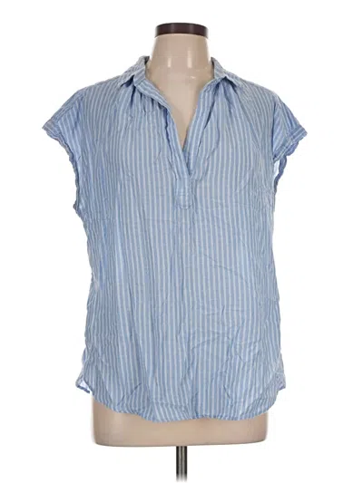 Pre-owned H&m Sleeveless Button Down Shirt In Blue