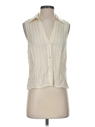 Pre-owned H&m Sleeveless Button Down Shirt In Ivory