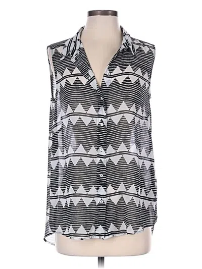 Pre-owned H&m Sleeveless Button Down Shirt In Silver