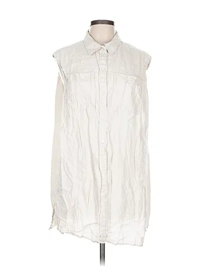 Pre-owned H&m Sleeveless Button Down Shirt In White