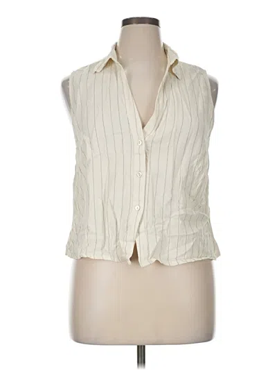 Pre-owned H&m Sleeveless Button Down Shirt In White