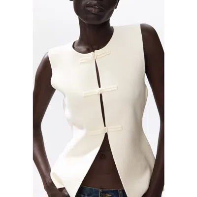 H&m Sleeveless Button-front Top In White