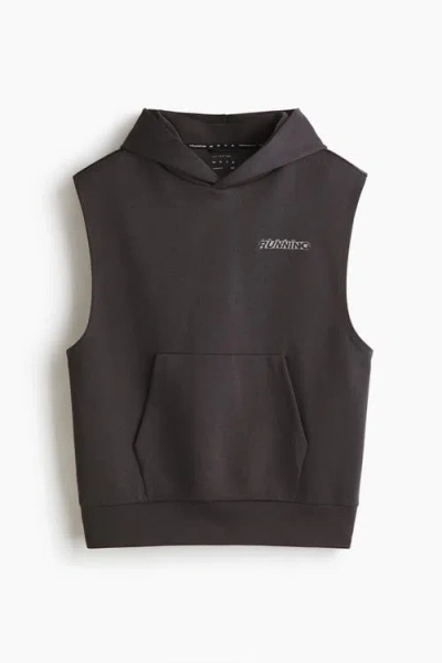 H&m Sleeveless Sports Hoodie With Drymove In Brown