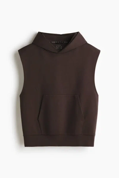 H&m Sleeveless Sports Hoodie With Drymove In Brown