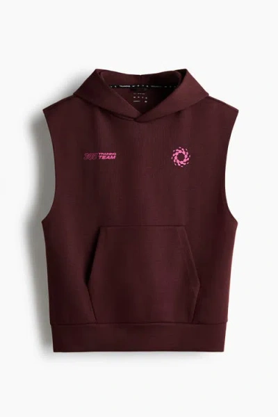 H&m Sleeveless Sports Hoodie With Drymove In Burgundy