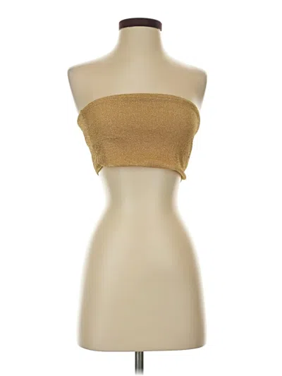 Pre-owned H&m Sleeveless Top Gold Strapless Neckline Tops