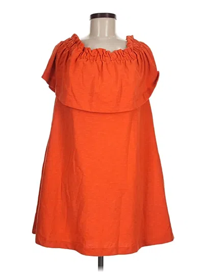 Pre-owned H&m Sleeveless Top Orange Strapless Neckline Tops