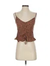 H&m Sleeveless Top Tan Sweetheart Neckline Tops In Animal Print