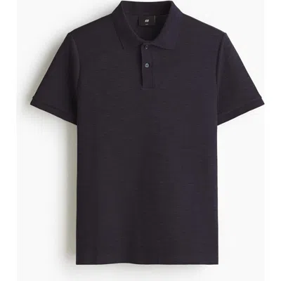 H&m Slim Fit Jacquard-knit Polo Shirt In Blue